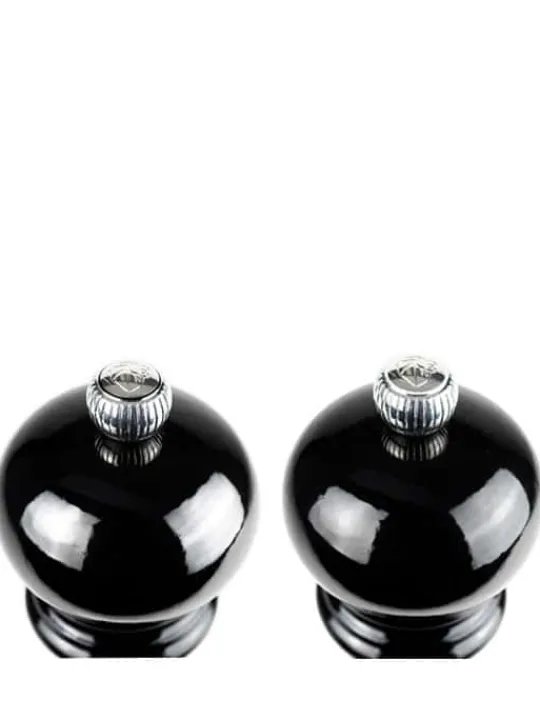 New Paris wooden salt and pepper mill set in black gloss, 18cm Salt | Salt & Pepper Mill Sets