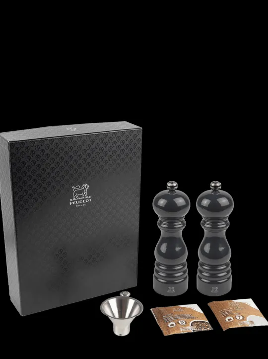 Cheap Parisrama gift set Set of contemporary 18cm wooden salt and pepper mills in , presented in a beautiful gift box along with a stainless steel funnel for easy, efficient refilling. Salt | Salt & Pepper Mill Sets