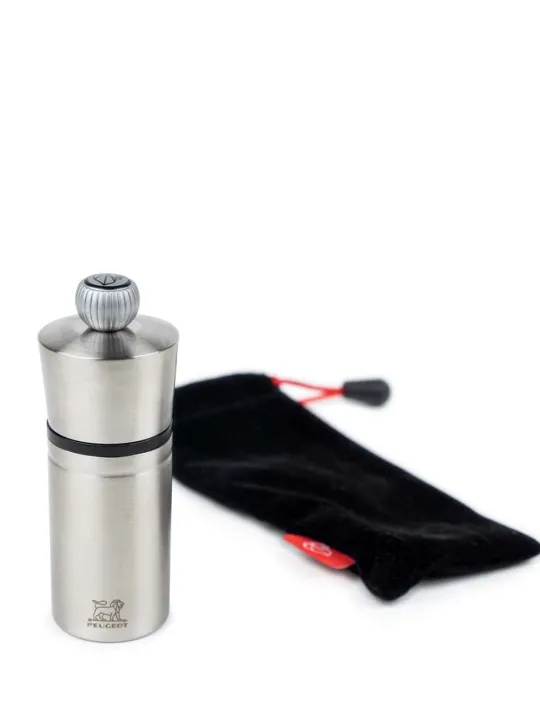 Fashion Pocket Compact pepper mill in stainless steel with a protective felt sleeve, 10 cm Pepper | Pepper Mills