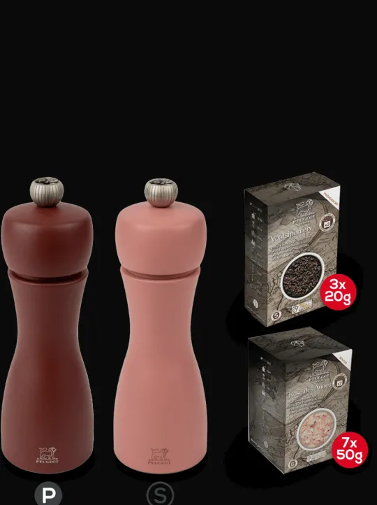 Outlet Tahiti bundle Set of 15cm wooden salt and pepper mills with spices Salt | Salt & Pepper Mill Sets
