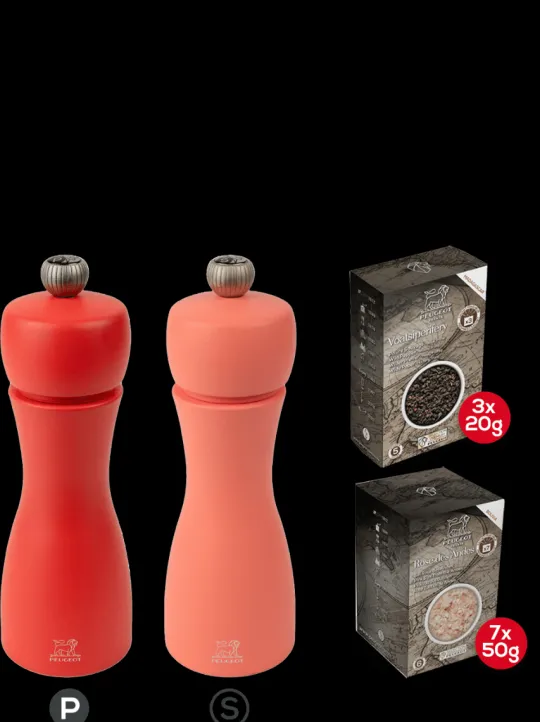 Online Tahiti bundle Set of 15cm wooden salt and pepper mills with spices Salt | Salt & Pepper Mill Sets