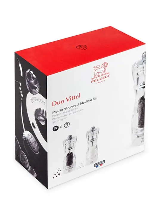 New Vittel Duo of manual salt and pepper mills, acrylic, 16 cm Salt | Salt & Pepper Mill Sets