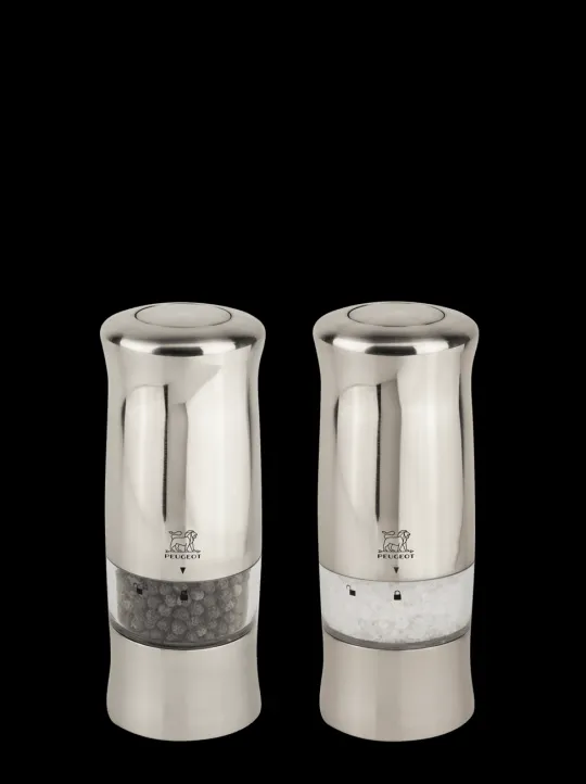 Shop Zeli Set of electric stainless steel salt and pepper mills, 14cm Salt | Salt & Pepper Mill Sets